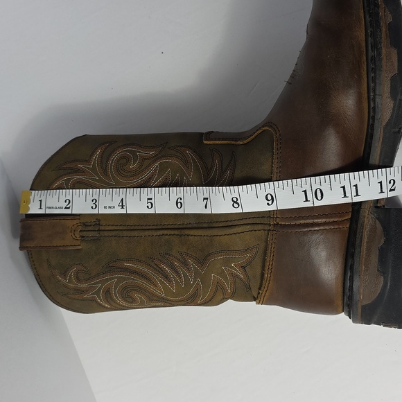 Laredo Mens(7.5D)Leather Waterproof Western Style Pull On Work Boots-Tan Distre - Picture 9 of 13